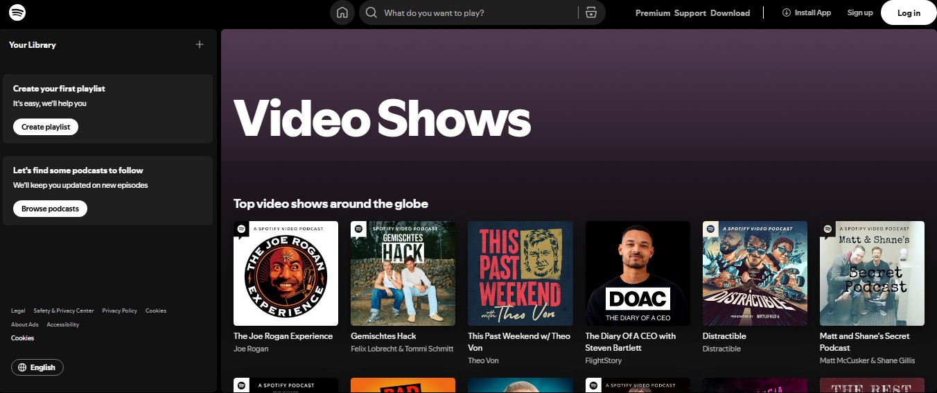 Spotify home page image